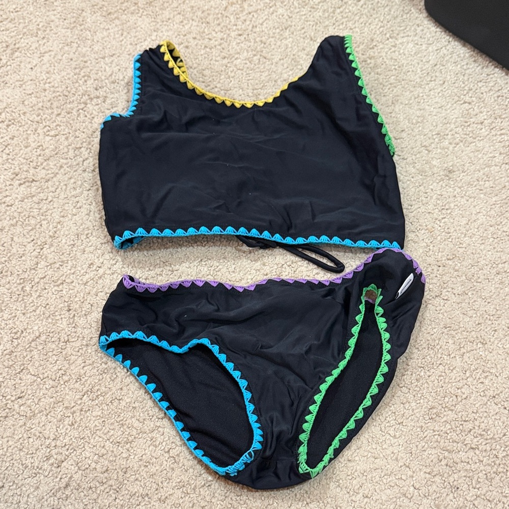 Limeapple Girls Swim Set with Colorful Trim